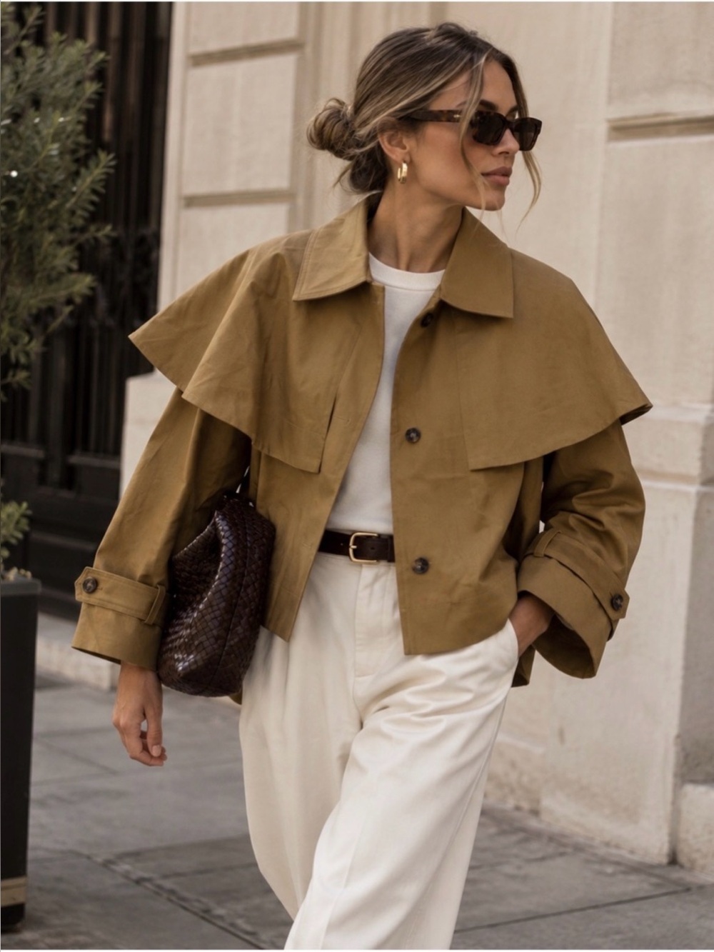 Tuckernuck Caroline Constas Cropped Cape
Trench Jacket Coat Khaki Tan NWT